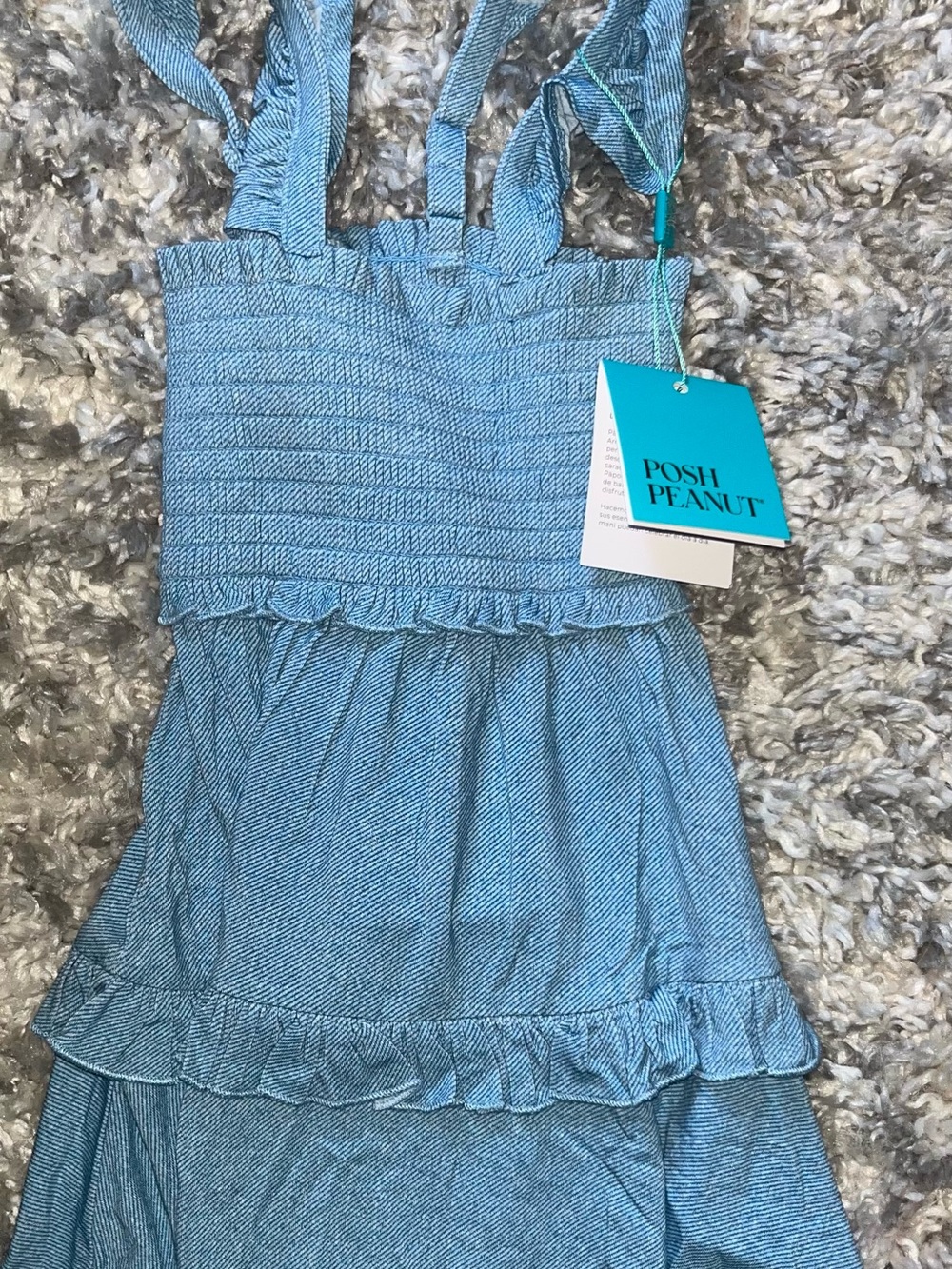 Posh Peanut Light Blue Ruffled Sundress